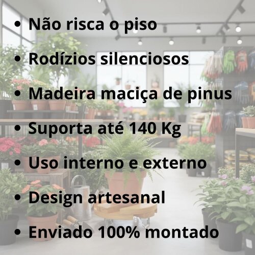 Suporte Para Vaso De Planta Redondo Com Rodinhas de Gel