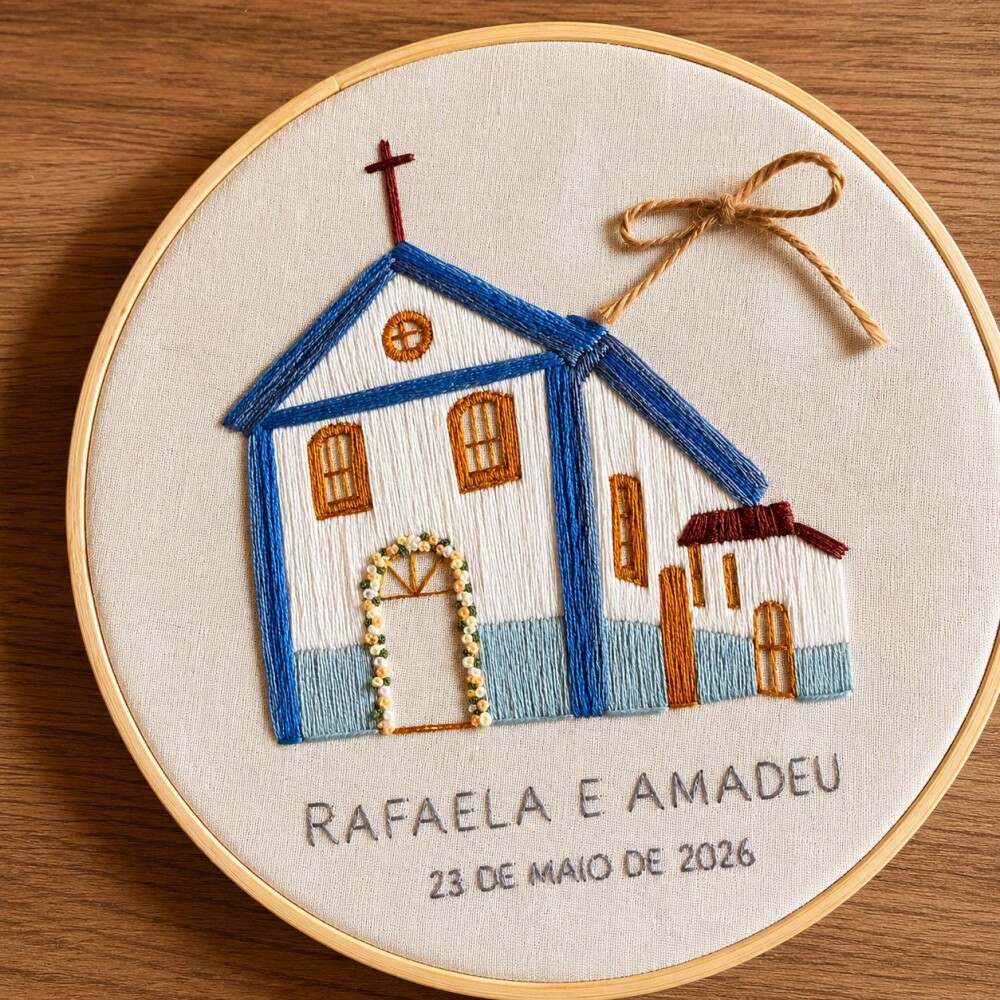 Porta Alianças Bordado - Fachada Igreja