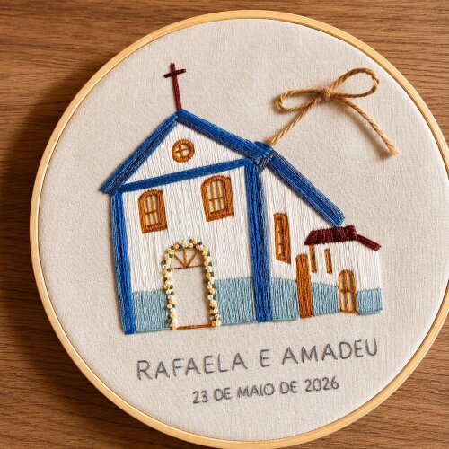 Porta Alianças Bordado - Fachada Igreja