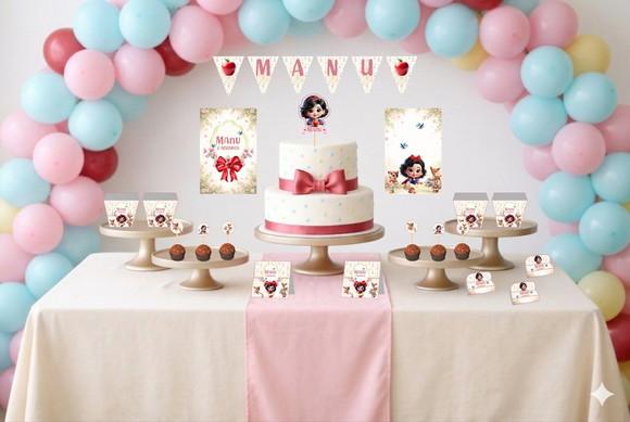 Kit Festa Personalizada Branca de Neve Baby - Tamanho m
