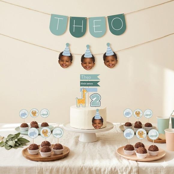 Kit Festa Personalizada Safari Rostinho para Aniversário