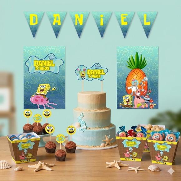 Kit Festa Personalizada Bob Esponja - Tamanho P