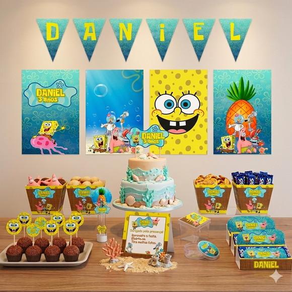 Kit Festa Completa Personalizada Bob Esponja - Tam G