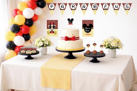 Kit Festa Personalizada Mickey e Minnie - Tamanho P