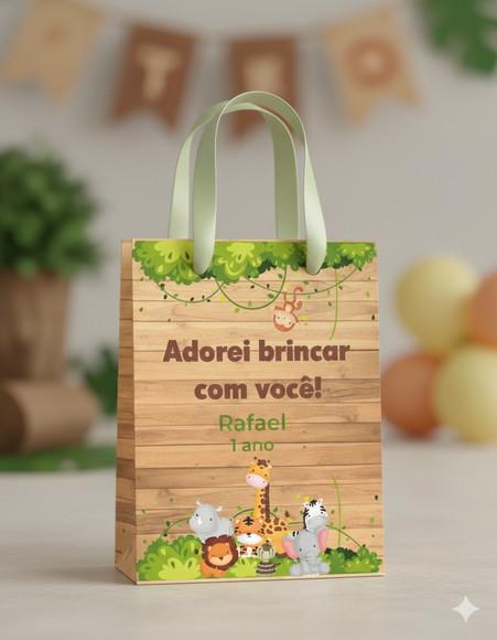 Sacolinha Personalizada Safari Cute Lembrancinha Festa Tam P