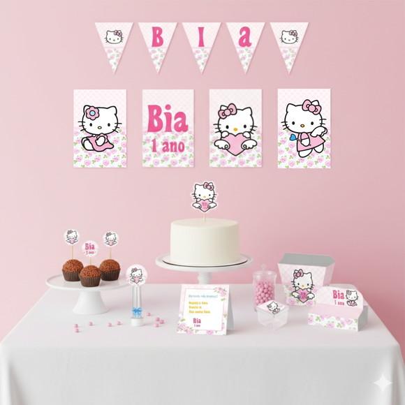 Kit Festa Completa Personalizada Hello Kitty Rosa - Tam G