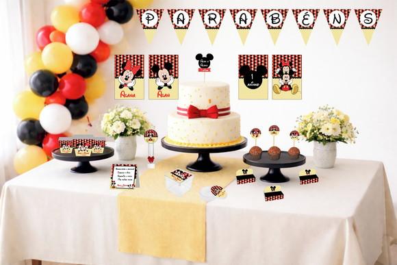 Kit Festa Completa Personalizada Mickey e Minnie - Tam G