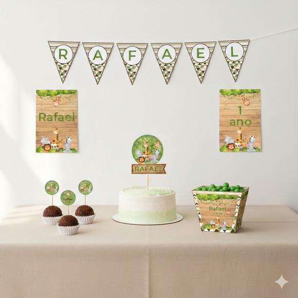 Kit Festa Personalizada Safari Cute - Tamanho P