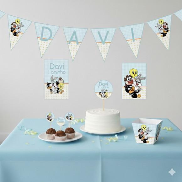 Kit Baby Looney Tones Personalizado Festa em Casa - Tam P