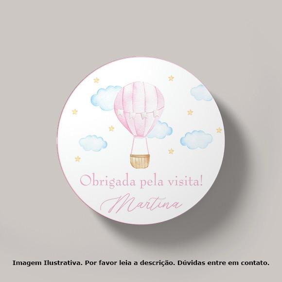 Tag Personalizada Balão Rosa Aquarela