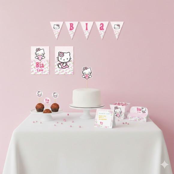 Kit Festa Personalizada Só Um Bolinho Hello Kitty Rosa Tam m