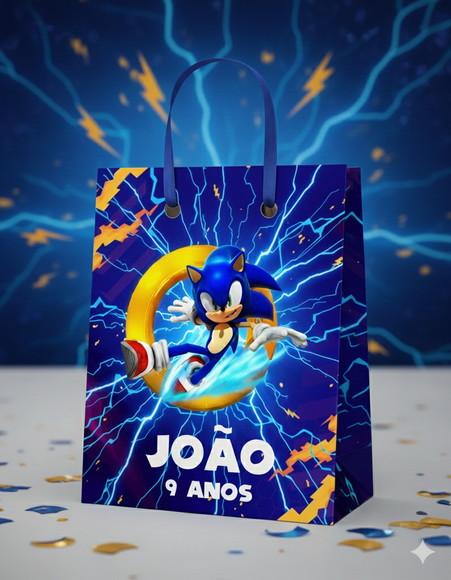 Sacolinha Personalizada Sonic - Lembrancinha Festa - Tam P