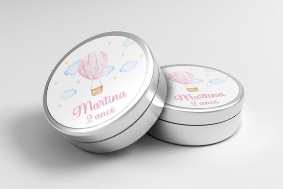 Adesivo Personalizado Latinha Balão Rosa