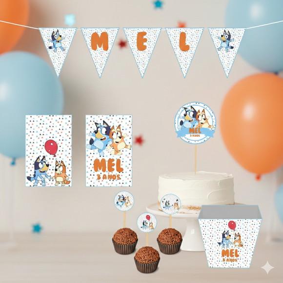 Kit Bluey Personalizado Festa em Casa - Tamanho P