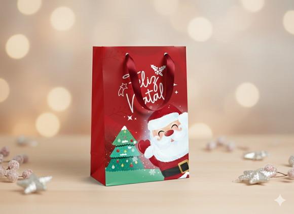 Sacolinha Personalizada Natal Vermelho Lembrancinha - Tam P