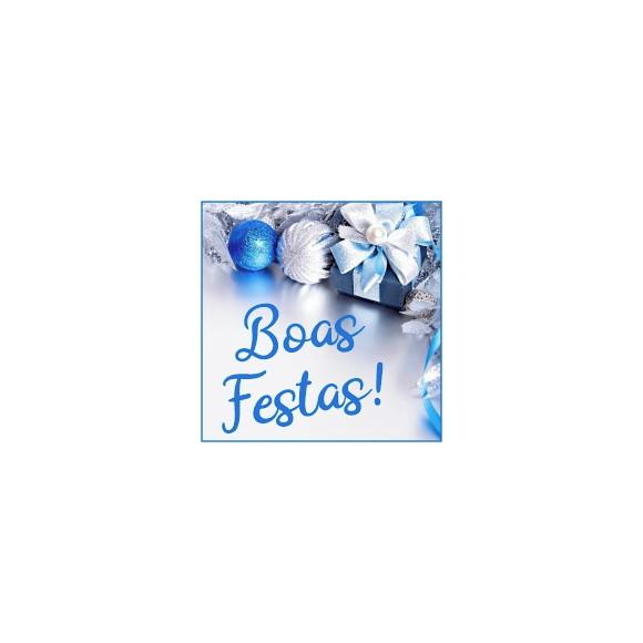 Tag Personalizada Boas Festas Azul e Prata