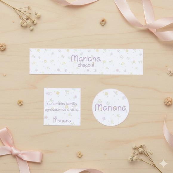 Kit Personalizado Menina: Rótulo Água, Tag e Adesivo