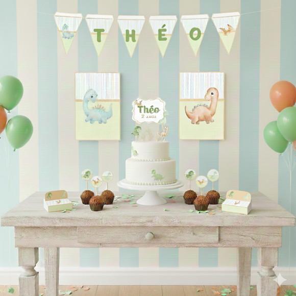Kit Festa Personalizada Dinossauro Aquarela - 39 Itens