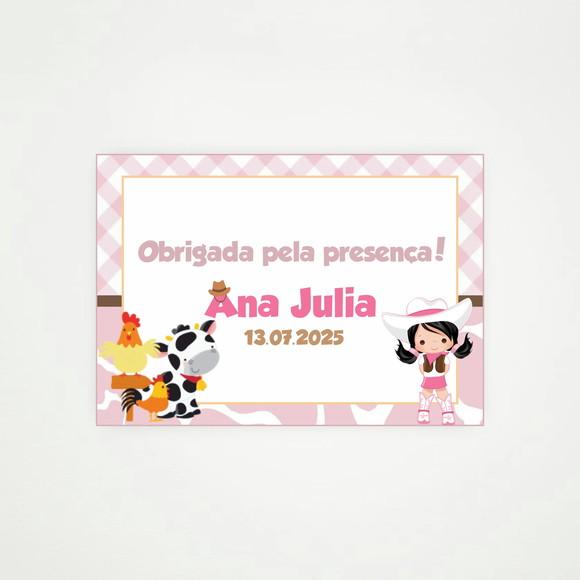 Tag Lembrancinha Fazendinha Rosa (30 Unidades)