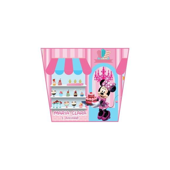 Adesivo Personalizado Balde Pipoca Minnie Rosa