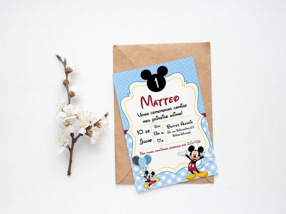 Convite Digital Personalizado Mickey Azul