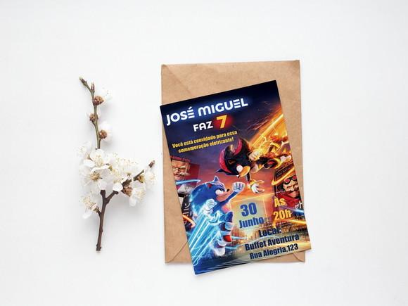 Convite Digital Personalizado Sonic Filme