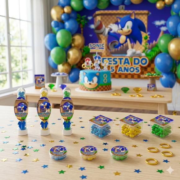 Lembrancinha Personalizada Sonic - Kit 45 Peças