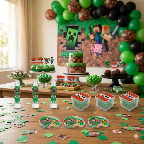 Lembrancinha Personalizada Minecraft - Kit 45 Peças