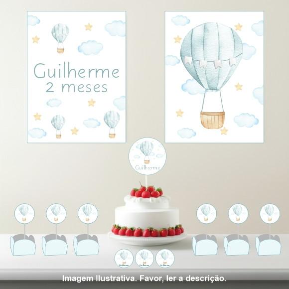 Kit Festa Personalizada Balão Aquarela - 33 Itens