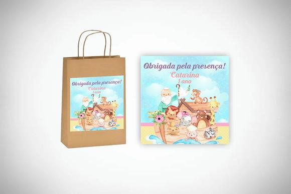 Adesivo Personalizado Sacolinha Arca de Noé Menina