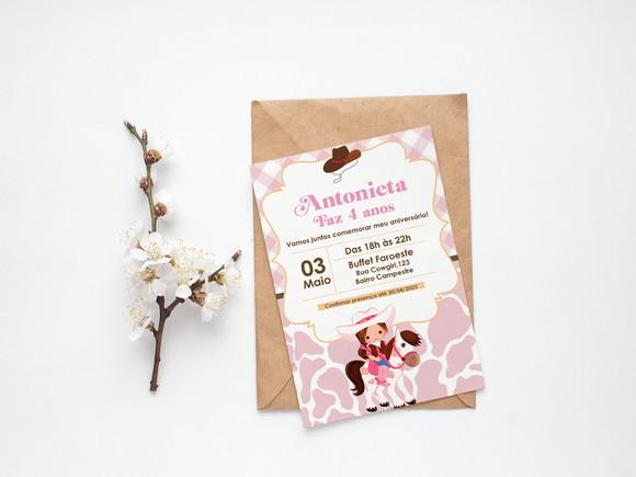 Convite Digital Personalizado Cowgirl