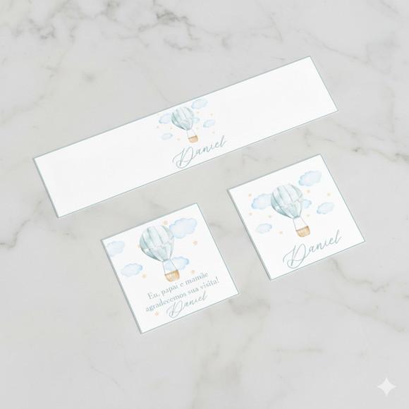 Kit Rótulo Água, Álcool e Tag Personalizado Balão (15 Un)