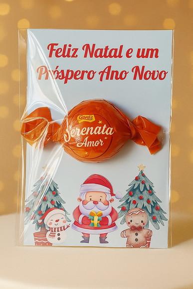 Cartão Personalizado de Natal Aquarela com Bombom (15 Un)