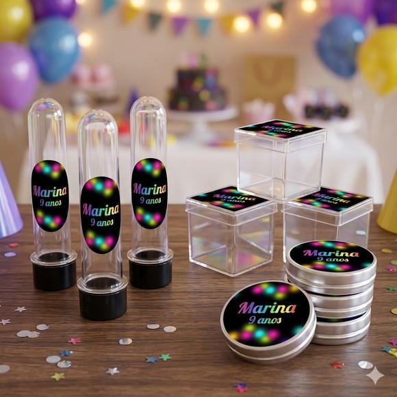 Lembrancinha Personalizada Kit 45 Peças Aniversário Neon