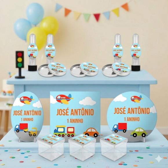 Lembrancinha Personalizada Kit 45 Peças Meios de Transporte