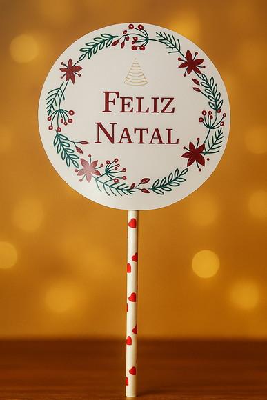 Pronta Entrega - Topo Bolo Redondo Feliz Natal
