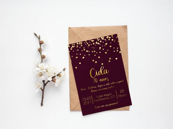 Convite Digital Personalizado 70 Anos Feminino