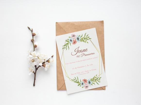 Convite Digital Personalizado 90 Anos Floral