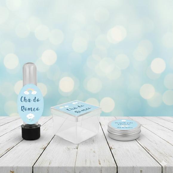 Kit Personalizado Latinha, Tubete, Caixa Chuva de Amor Azul