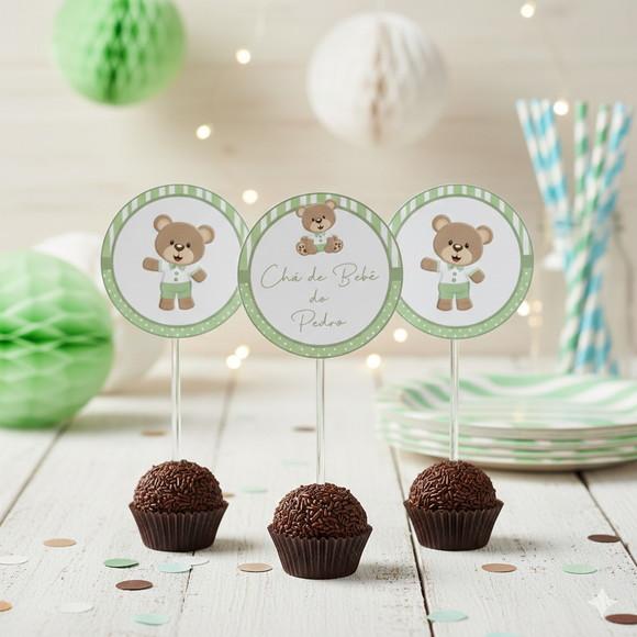 Topper Docinho Personalizado Ursinho Verde