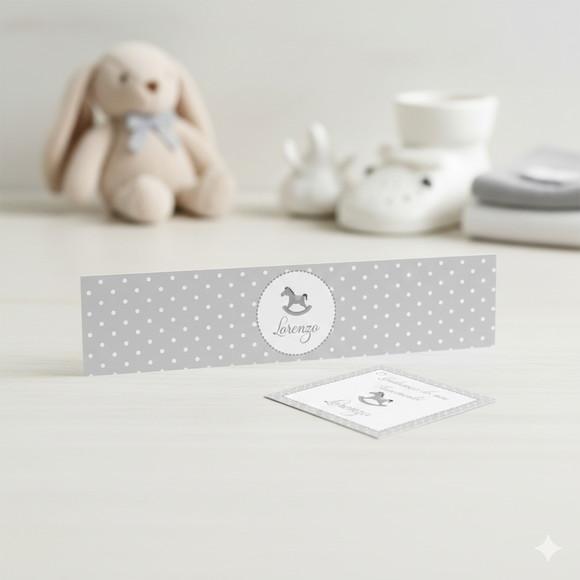 Rótulo Água Personalizado Cavalinho Cinza com Tag