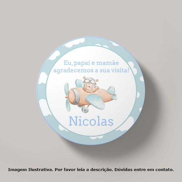 Tag Personalizada Ursinho Aviador Aquarela