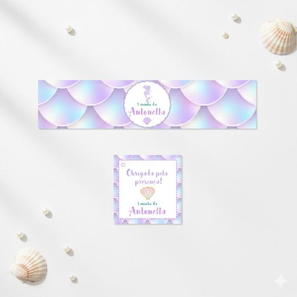 Rótulo Água Personalizado Sereia com Tag