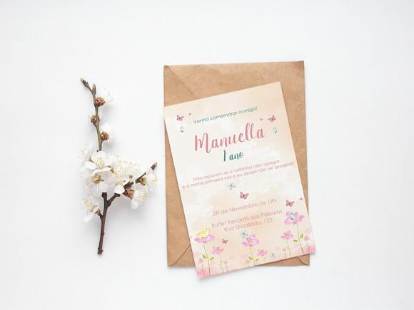 Convite Digital Personalizado Jardim Aquarela
