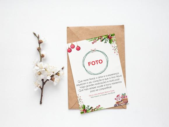 Cartão Digital Personalizado Natal com Foto Aquarela