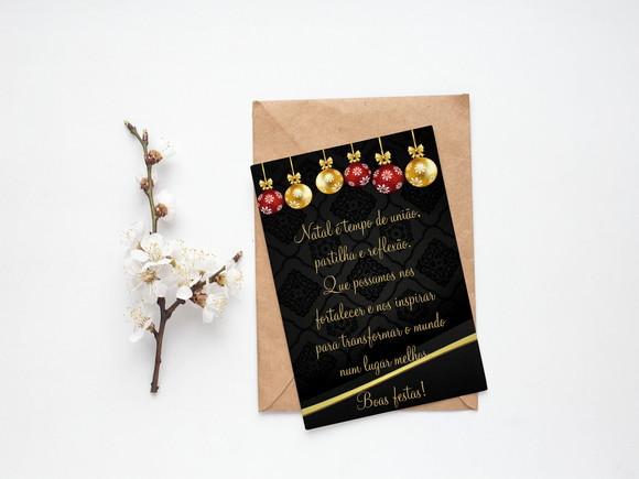 Cartão Digital Personalizado Natal Preto e Dourado
