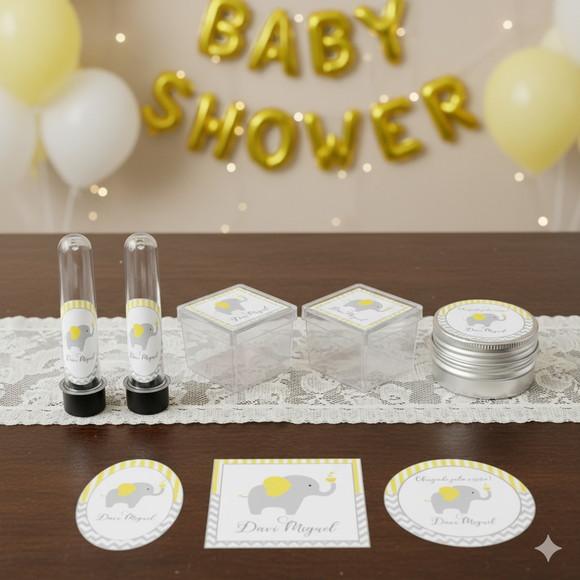 Kit Personalizado Latinha, Tubete, Caixa Elefantinho Amarelo