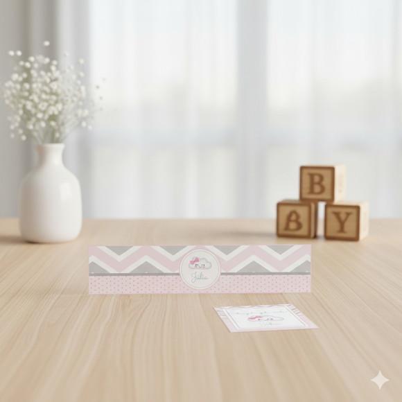 Rótulo Água Personalizado Nuvem Rosa com Tag