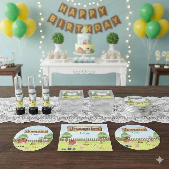 Kit Personalizado Latinha, Tubete, Caixa Fazendinha Aquarela