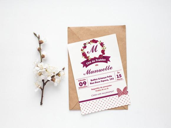 Convite Digital Personalizado Chá de Fraldas Floral